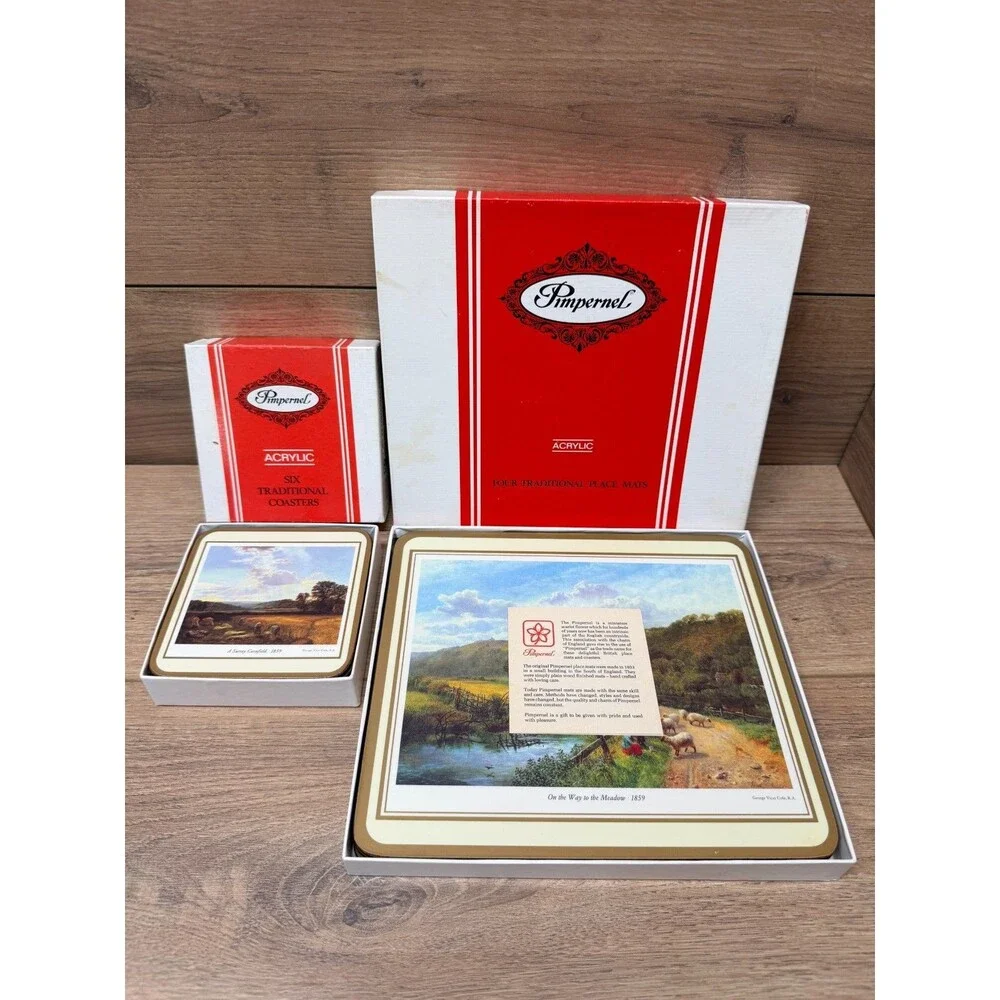 Pimpernel English Countryside Cork Backed Placemat and Coaster Sets - Vintage